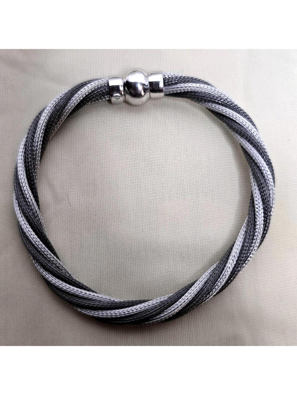 STERLING Silver Milor ITALY Cable Twist Magnetic Clasp BRACELET 7.25"